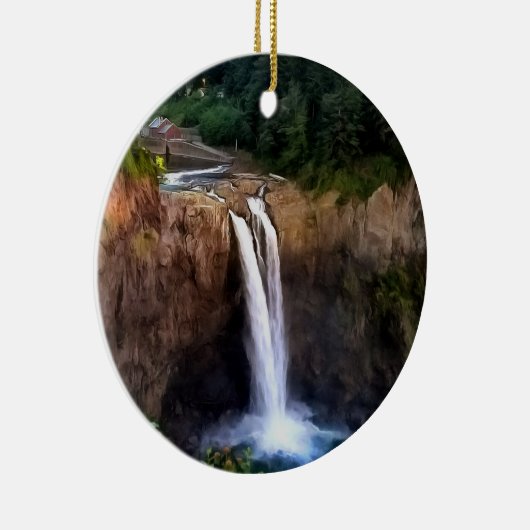 Snoqualmie Herfsten Ronde keramische kerstversieri Keramisch Ornament (Rechts)