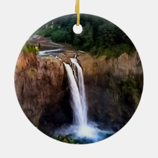 Snoqualmie Herfsten Ronde keramische kerstversieri Keramisch Ornament (Achterkant)