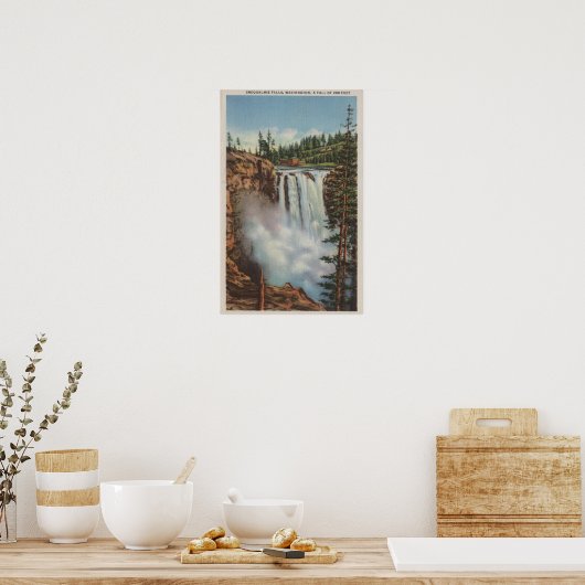 Snoqualmie-Herfsten, WA - Uitzicht Herfsten bovena Poster (Keuken)