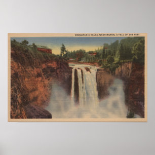 Snoqualmie-Herfsten, WA — Uitzicht van Herfsten Poster