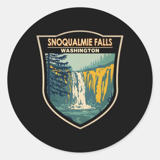 Snoqualmie Herfsten Washington Waterval Badge Ronde Sticker (Voorkant)