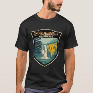 Snoqualmie Herfsten Washington Waterval Badge T-shirt