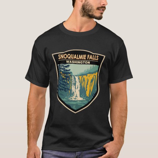 Snoqualmie Herfsten Washington Waterval Badge T-shirt (Voorkant)