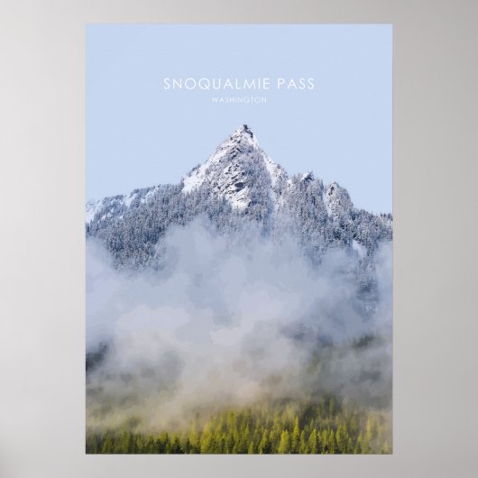 Snoqualmie Pass, Washington Travel Illustratie Poster (Voorkant)