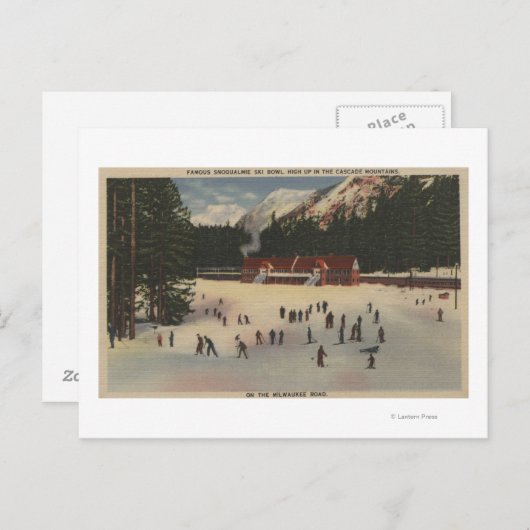 Snoqualmie Ski Area, WA - Uitzicht Ski Briefkaart (Voorkant / Achterkant)