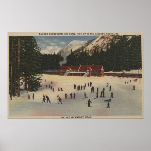 Snoqualmie Ski Area, WA - Uitzicht Ski Poster (Voorkant)