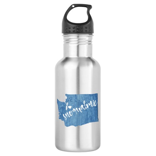 Snoqualmie Washington Houtnerf Waterfles (Voorkant)