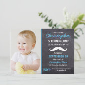 Snor | 1e verjaardagsfeestje | foto kaart (Staand voorkant)