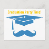 Snor Afstuderen lichtblauw Uitnodiging Briefkaart (Voorkant)