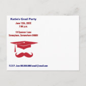 Snor Afstuderen rood Uitnodiging Briefkaart (Achterkant)