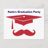 Snor Afstuderen rood Uitnodiging Briefkaart (Voorkant)