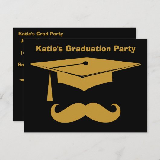 Snor Afstuderen Uitnodiging Briefkaart (Voorkant / Achterkant)