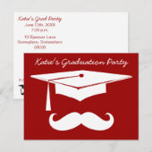 Snor Afstuderen wit Aankondigingskaart (Voorkant / Achterkant)
