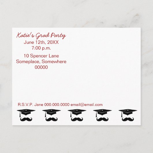 Snor Afstuderen wit Aankondigingskaart (Achterkant)