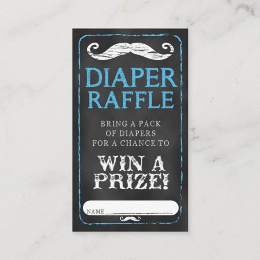 Snor Baby shower Luier Raffle Ticket Baby Informatiekaartje (Voorkant)