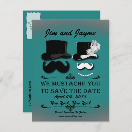 snor Bewaar de datum Aankondigingskaart (Voorkant / Achterkant)