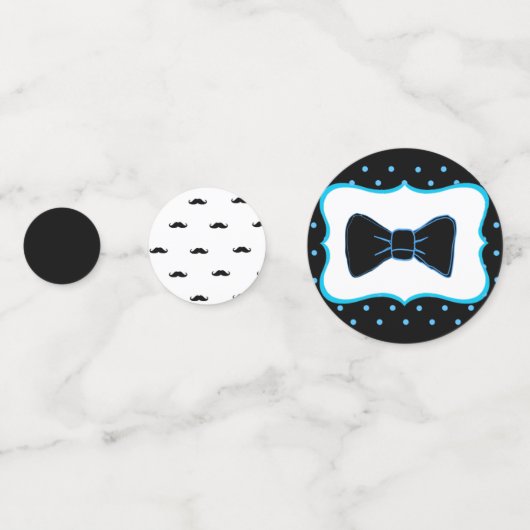 Snor en boog Stropdas Boy Baby shower Confetti (Achterkanten)