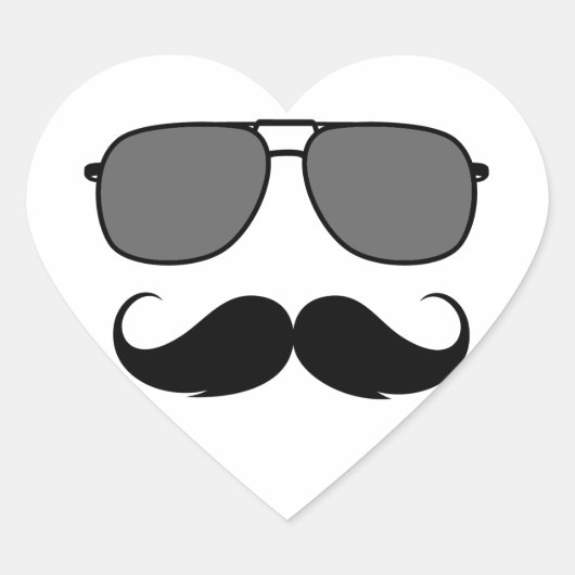 snor en bril hart sticker (Voorkant)