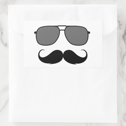 snor en bril rechthoekige sticker (Tas)