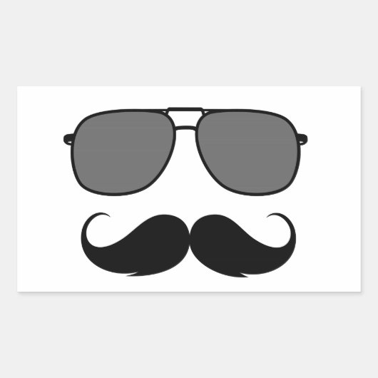 snor en bril rechthoekige sticker (Voorkant)