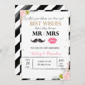 Snor en lippen koppels douche uitnodiging (Voorkant / Achterkant)