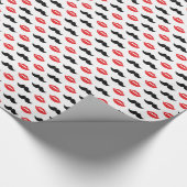 Snor en lippen zijn & haar trouwpatroon cadeaupapier (Hoek)