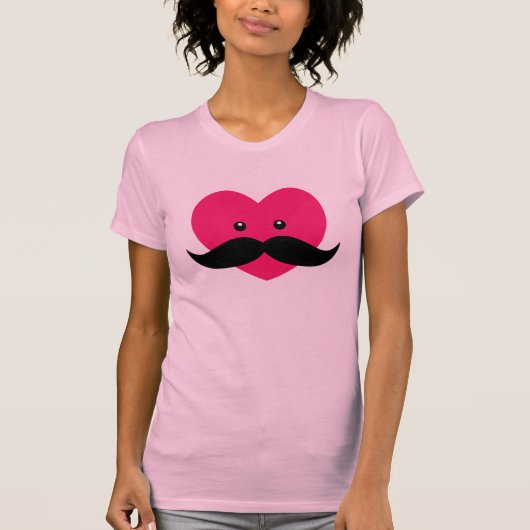 Snor met schattig roze hart t-shirt (Voorkant)