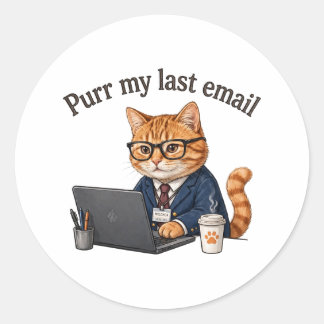 Snor mijn laatste e-mail — Grappige kantoor kat Ronde Sticker