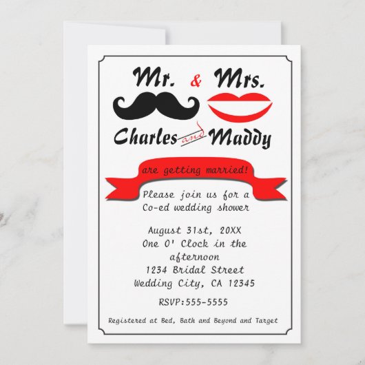  snor Mr. & Mrs. Wedding Invitations Kaart (Voorkant)