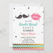 Snor of lip gender onthullen feestuitnodiging kaart (Voorkant)