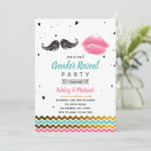 Snor of lip gender onthullen feestuitnodiging kaart (Staand voorkant)