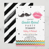 Snor of lip gender onthullen feestuitnodiging kaart (Voorkant / Achterkant)