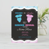 Snor of wimpers Roze Blauw Geslacht Onthullen Kaart (Staand voorkant)