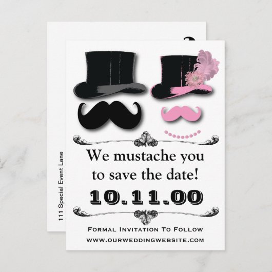 Snor Save the Date Kaart (Voorkant / Achterkant)