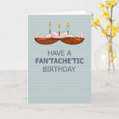 Snor / snor Fan'tache'tic verjaardagstaart Kaart (Gele Bloem)