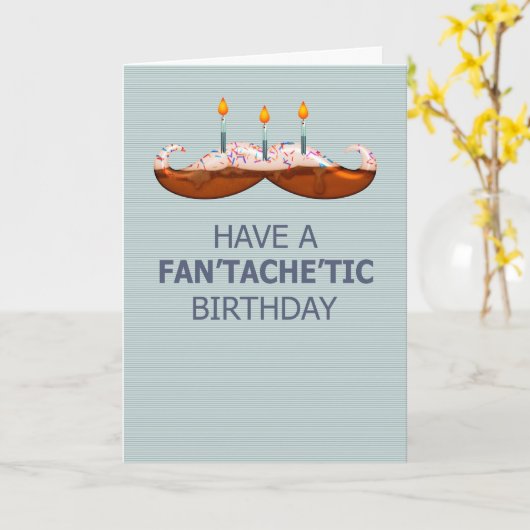 Snor / snor Fan'tache'tic verjaardagstaart Kaart (Gele Bloem)