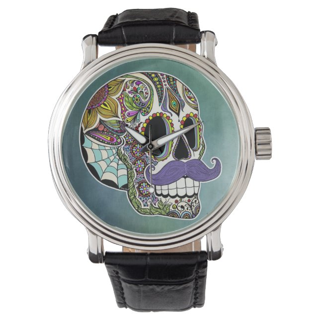 Snor Sugar Skull Watch Horloge (Voorkant)