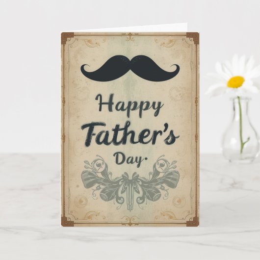  snor vaders dag retro stijl kaart (Kleine Plant)