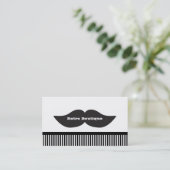 Snor Zwart & Witte Strepen Retro Visitekaartje (Staand voorkant)