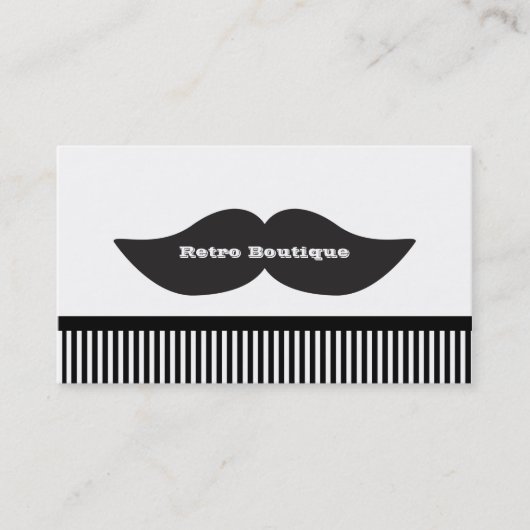 Snor Zwart & Witte Strepen Retro Visitekaartje (Voorkant)