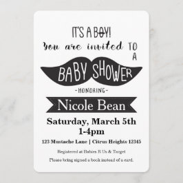Snorbaard baby shower zwart & wit uitnodigingen