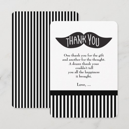 Snorbaard Bash Gestreept Moderne Bedankkaart (Voorkant / Achterkant)