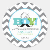 Snorbaard Chevron O Jongen Baby Shower Stickers (Voorkant)