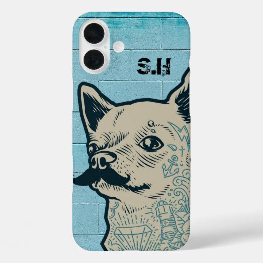 Snorbaard Chihuahua Graffiti Monogram Case-Mate iPhone Case (Achterkant)