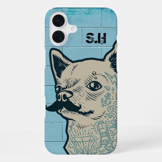 Snorbaard Chihuahua Graffiti Monogram iPhone Hoesje (Achterkant)