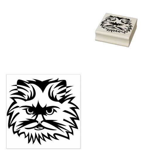 snorbaard kat kunst stempel (Gestempeld)