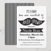 Snorhaar baby shower zwart & wit uitnodigingen (Voorkant / Achterkant)