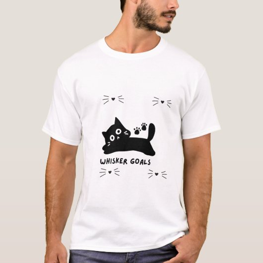 Snorhaar Doelen Kat Silhouet T-shirt (Voorkant)