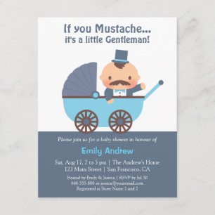 Snorhaar Heren Baby Shower Uitnodigingen Jongen