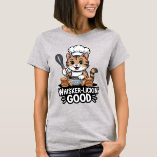 Snorhaar-Likkend Goed Grappige Kook Tabby Kat Bakk T-shirt
